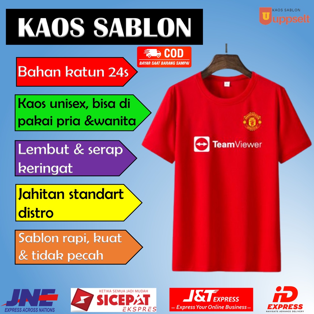 Baju Kaos pria wanita distro oversize lengan panjang dan pendek jumbo murah bola Manchester United M