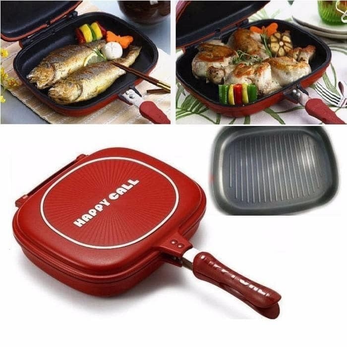 Happy Call 32 cm Double pan Grill Panci Anti lengket Jumbo