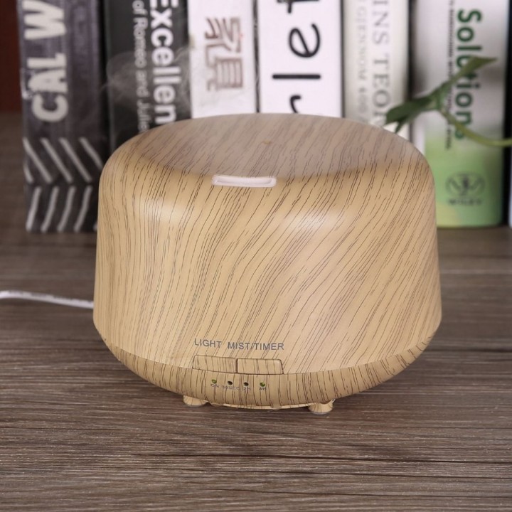 H28 Wooden Humidifier Aroma Diffuser 7 Color LED Light 250ml Brown