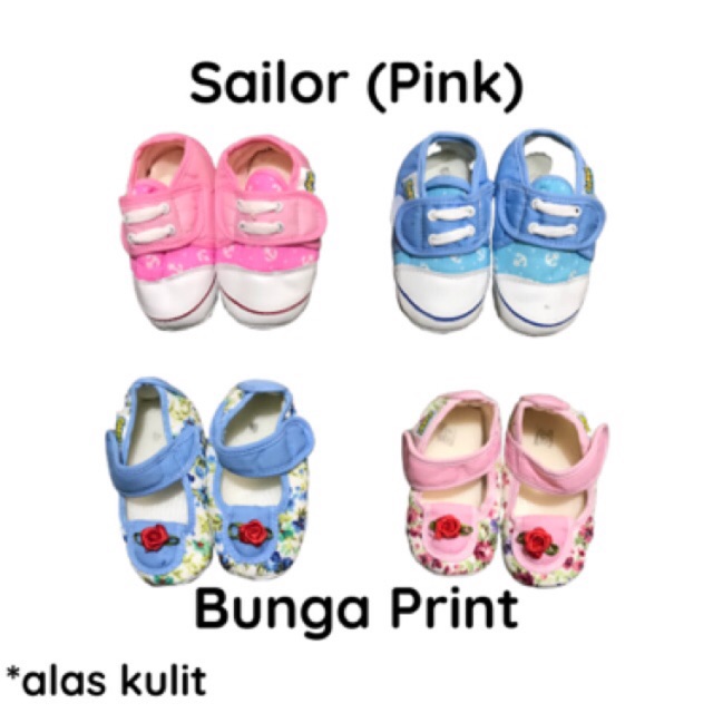 Sepatu Bayi Prewalker Motif Bunga Perempuan