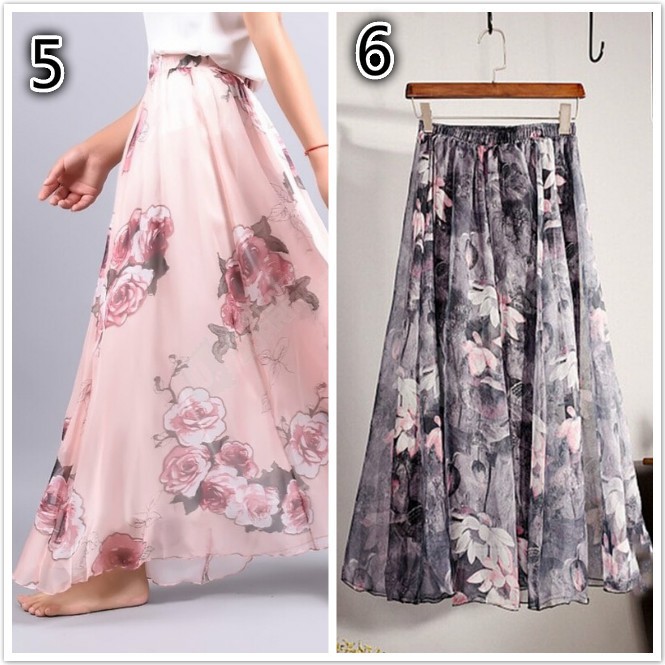  Rok  Panjang  Model High  Waist  Gaya Harajuku Bahan Sifon 