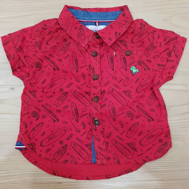 SALE PONEY SHIRT - RED COLOUR, UP TO 6MONTHS / KEMEJA MERK PONEY (PRELOVED)