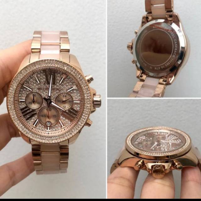 JAM TANGAN WANITA MICHEAL KROSS MK-6059 RANTAI KERAMIK PINK PREMIUM AAA