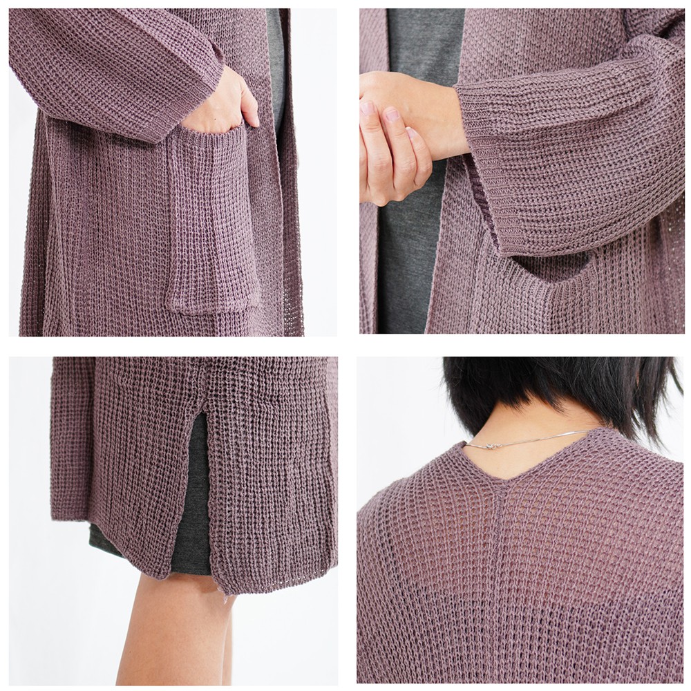 OKECHUKU Lavella Long Cardigan Wanita Outer Wanita Cardigan Rajut Oversize-8