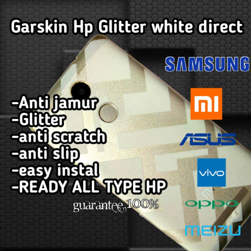 garskin hp + garskin camera glitter whitedirect anti jamur lal type all seri hp ready