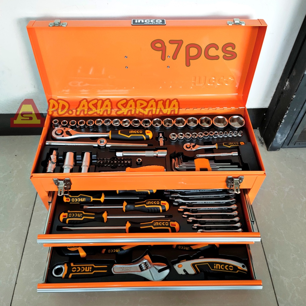 Jual Mechanical Tool Kit Set 97pcs Chest INGCO HTCS220971 Kotak