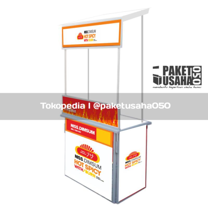 Jual Booth Portable Gerobak Event Desk Meja Lipat Booth Gambar Atap 80 X 50 X 180 6021