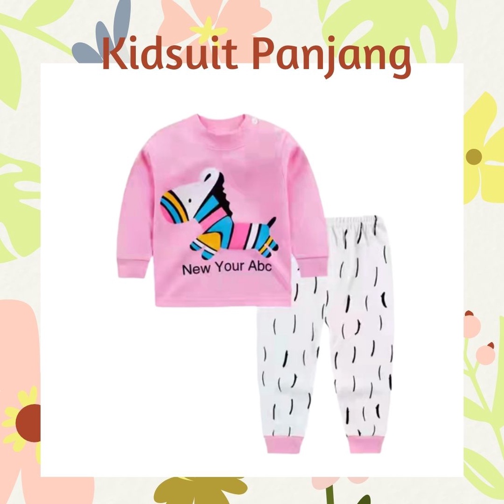 Plazababyku KIDS SUIT PANJANG H5 Setelan Anak Bahan Kaos Lengan Berkualitas Import cewek cowok NEW6