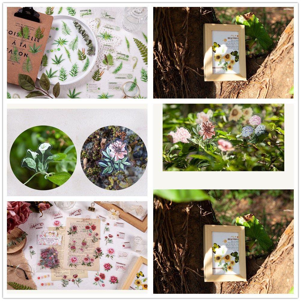 Solighter 30Pcs/Bag Diary Dekorasi Stiker Album Foto Daun Alat Tulis Vintage