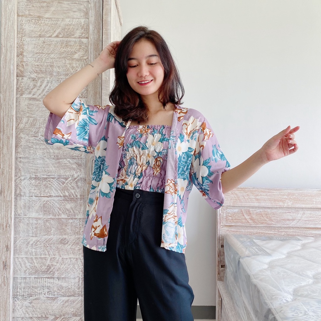 Cardigan Set Kemben Bunga Bali