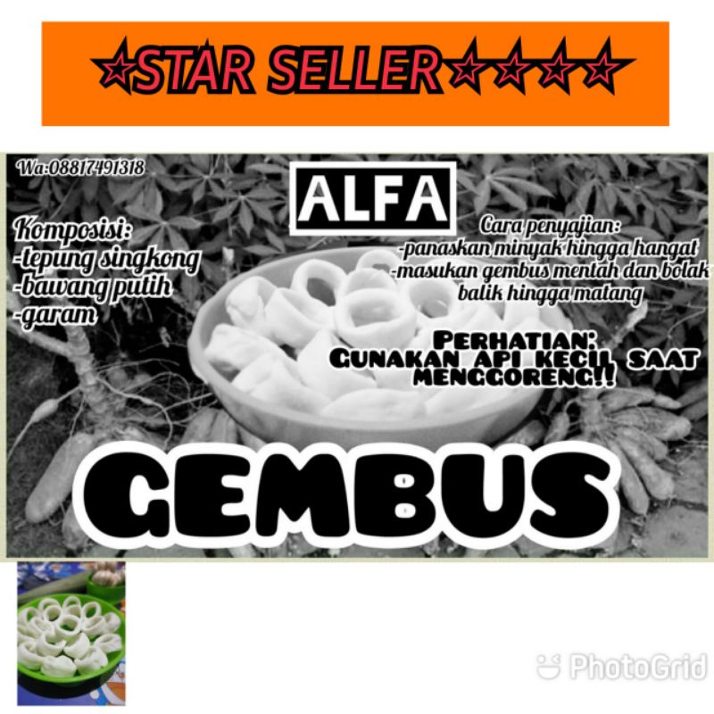 

Gembus/gembus mentah/gembus singkong/gembus tradisional/gembus alami/gembus segar/gembus fress