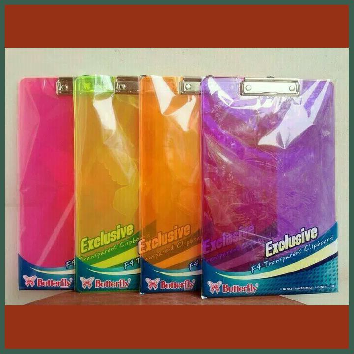 

CLIP BOARD TRANSPARANT BUTTERFLY F4 FOLIO / PAPAN ALAS /PAPAN UJIAN