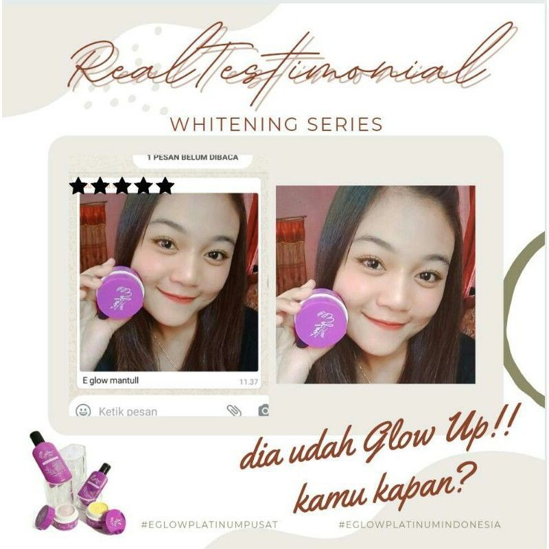 Paket Whitening E glow 100% original perawatan wajameh wanita skincare mencerahkan (bisa cod)