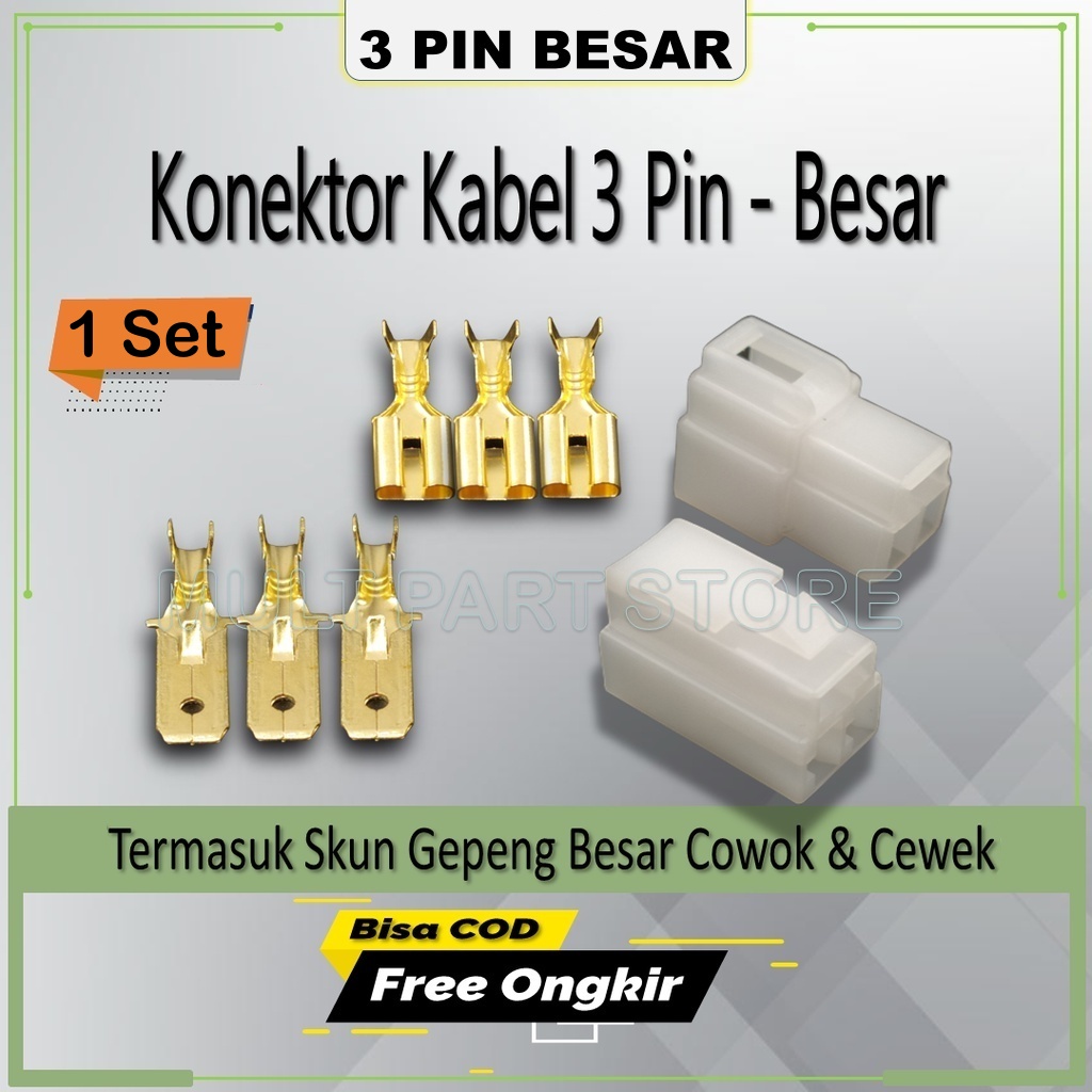 SOCKET KABEL 3 PIN BESAR SOKET KABEL 3 PIN BESAR/ SOKET MOTOR MOBIL 3 PIN BESAR MALE FEMALE/ SOCKET 