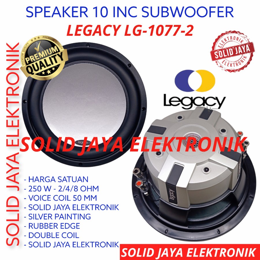 SPEAKER SUBWOOFER LEGACY 10 INC LG-1077-2 MOBIL RUMAH 1077 2 SUB WOOFER WOFER 10 IN INCH 10INCH 10IN 10&quot; CAR SPEAKER DOUBLE COIL LEGACY ASLI ORI ORIGINAL