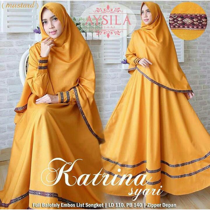 Katrina Syari Dress Wanita Balotely Model Gamis Terusan Panjang Trendy Plus Kerudung Terbaru Hijab