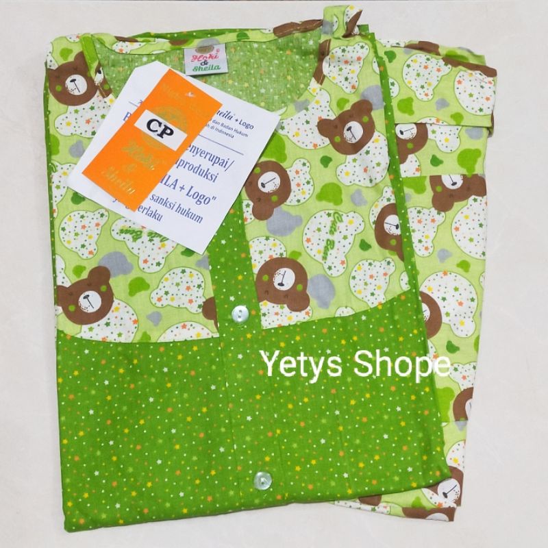CP Full Kancing Hoki&Sheila LD110 Baju Tidur Piyama Standart [Part 1]-BintikBear Hijau