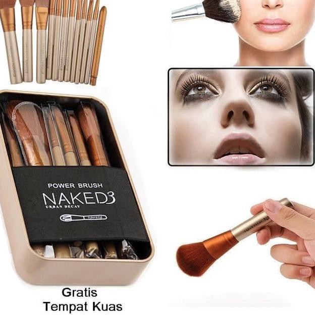 [12 Pcs/Box] Brush Make Up Kuas 1 Set Naked 3 Alat Kosmetik Make Up Komplit Lengkap Besar Lembut