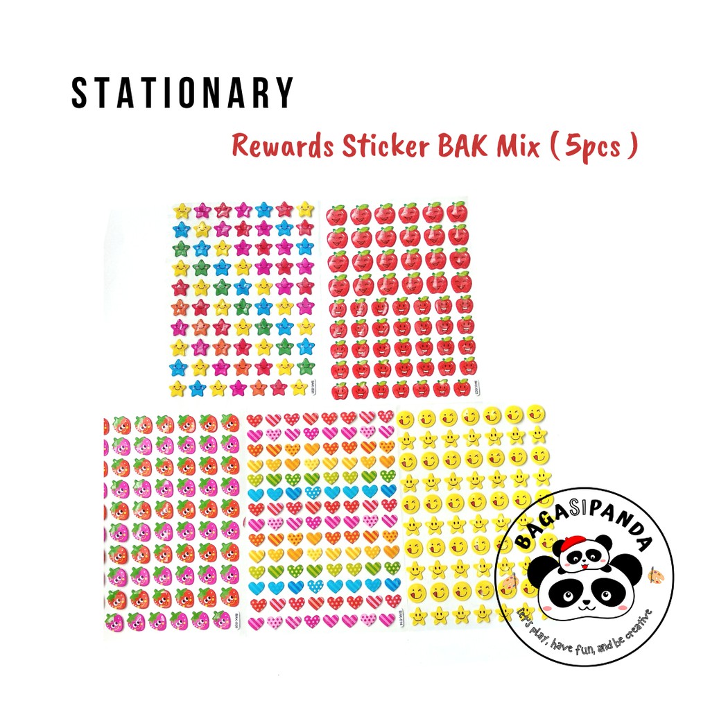 

Stiker Reward Anak isi 5 Aneka Bentuk (Bintang, Apel, Hati, Strawberry, Smiley)