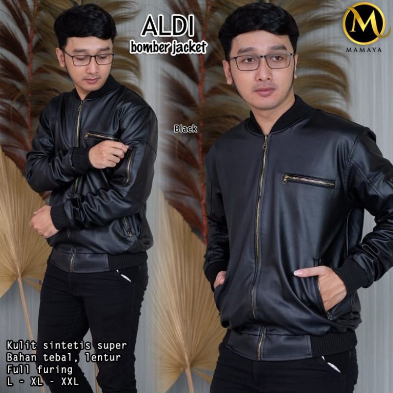 Aldi Jacket / Jaket Kulit Sintesis / Jacket Kulit Polos / Leather Jacket