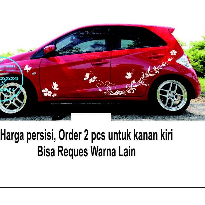 ㊔ Striping Cutting Stiker Mobil Motif Bunga dan Kupu kupu untuk Agya Ayla Brio Jazz Yaris HOT SALES 