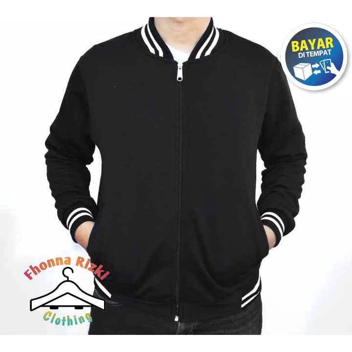 COD,,,, Jaket Baseball Resleting Polos Keren/ Jaket Distro Pria /Kaos Wanita