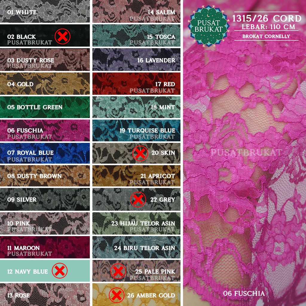 KAIN BRUKAT TULANG / BAHAN KEBAYA BROKAT CORNELI CORNELLY ASHA - LP 1315 CORD BRT - [harga per 0.5m]