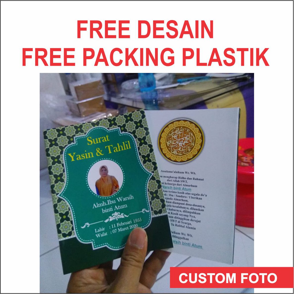 Buku Yasin Tahlil Custom Gratis Cetak  Foto  Desain Shopee 