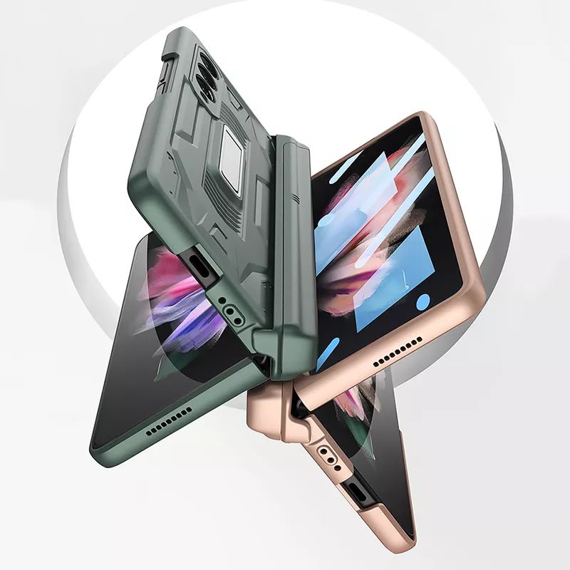 Case Samsung Galaxy Z Fold 3 4 Armor Standing Hinge Protection Pen Slot Sliding
