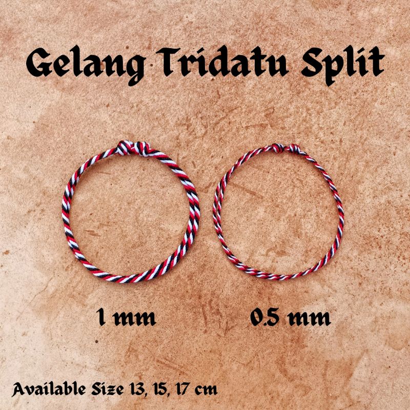 Gelang Tridatu Tipis 0.5 mm / Gelang Tridatu Polos Asli Bali Split Original 1 mm BEST SELLER Tahan Air / Gelang Tali Tridatu / Gelang Bali / Gelang Tridatu Tipis / Gelang Pria / Gelang Pria Murah / Gelang Tridatu Pasupati /  Craft Dewata