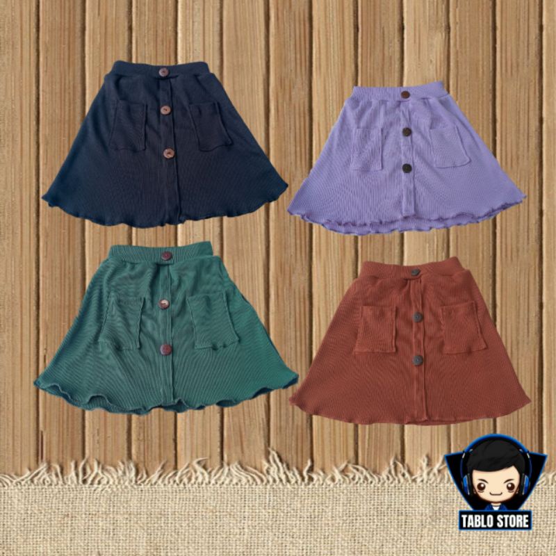 ROK MINI Raisa 1-4 Tahun ROK RIB ANAK Perempuan / Rok Knite Premium / Rok Kancing Batok