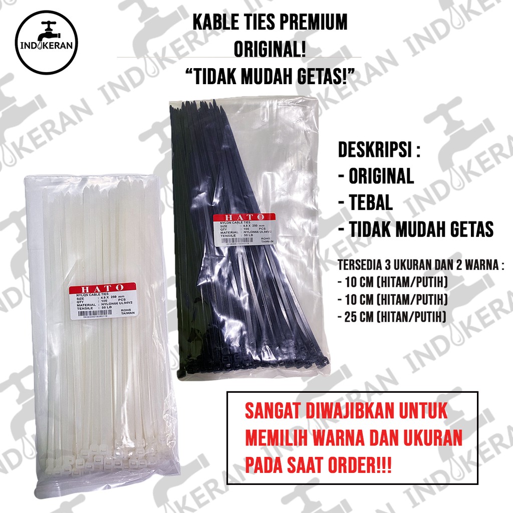 INDOKERAN - Kabel Ties Putih Hitam Original Taiwan - High Quality