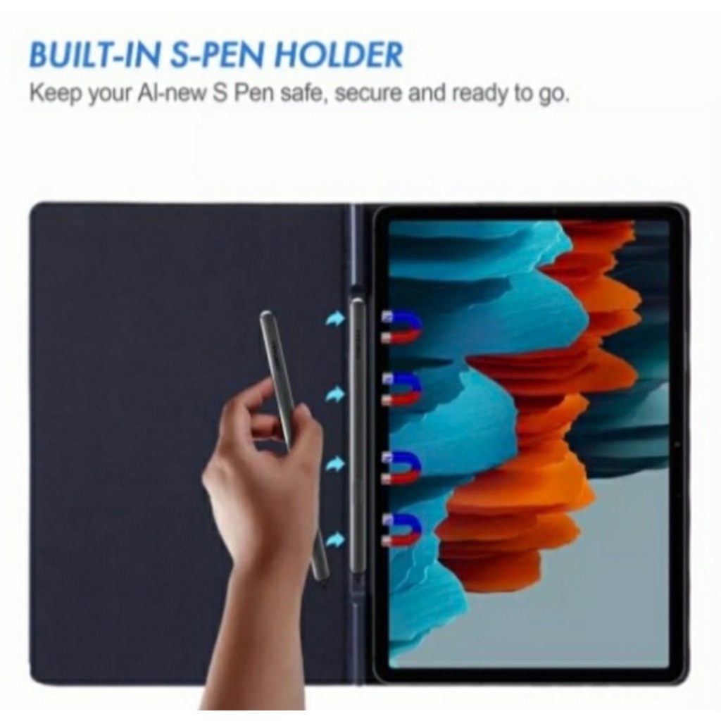 Book cover Magnetic Samsung Tab S7 S7+ S8 S8+ Plus S7 FE case flip spen slot holder