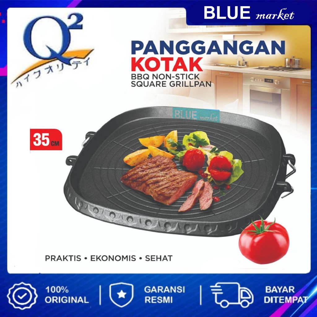 Alat Panggang BBQ - Korean Bulgogi Pan - Grill Pan Kotak 35 CM Q2 8135