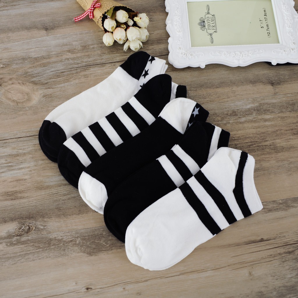 BEE - Kaos Kaki Polos Garis Blaster Sock Murah Jakarta Kaos Kaki Fashion Wanita Pendek SC 18