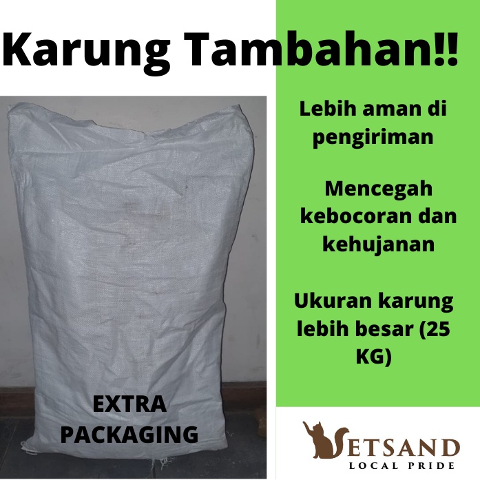 Vetsand Khatulistiwa (KARGO DAN LUAR JAKARTA) pasir kucing catlitter gumpal wangi bentonite karung proteksi