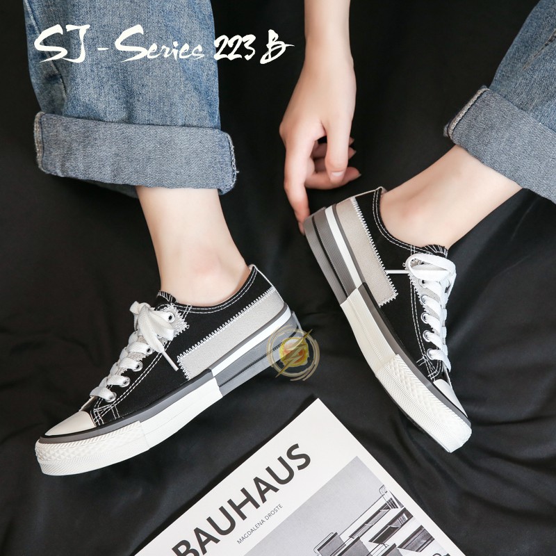 [NOOS] (FREE BOX)  Sepatu Sneakers Wanita Casual Wear Import Kualitas Super Premium - 223 B - Black