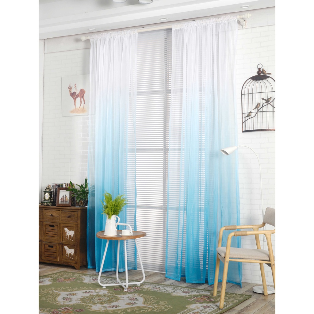 DODORY Tirai Gradient Motif Polos Gradasi Gorden Pintu Jendela Gradien Kelambu Dekorasi Rumah Colorful Curtain