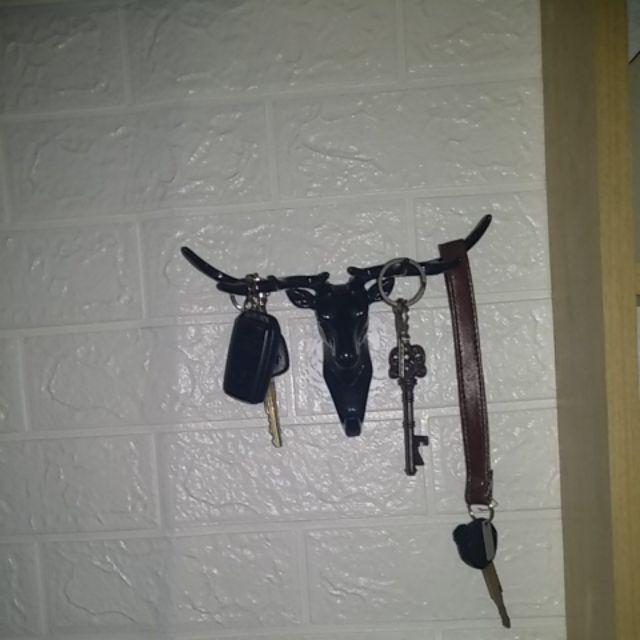 Doe Deer Key Hooks Stand Hanger Gantungan Kunci Dinding Tanduk Rusa