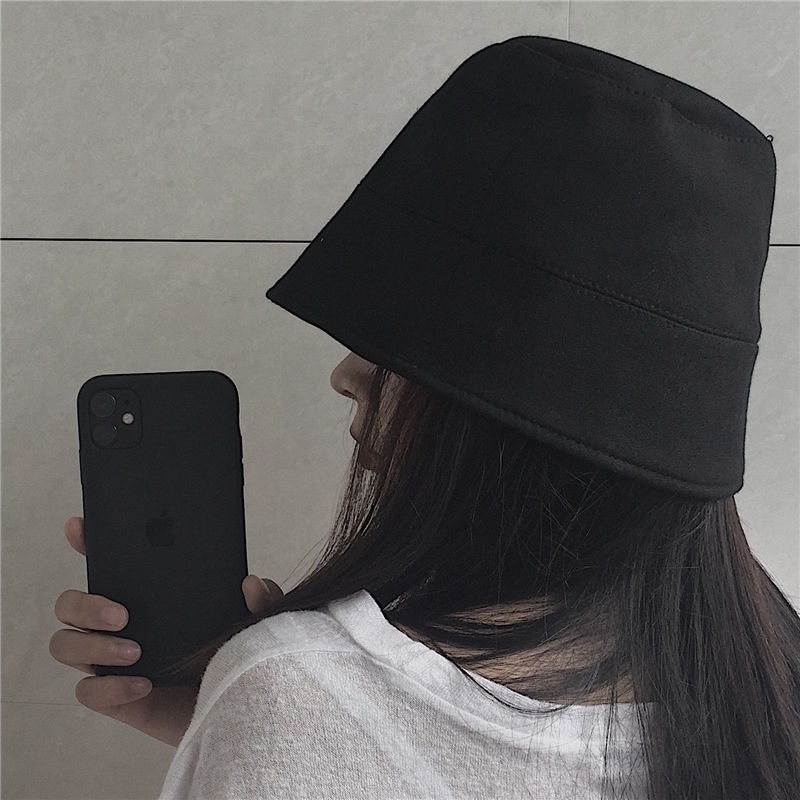 Topi Bucket / Fisherman Gaya Harajuku Warna Polos Untuk Pria / Wanita