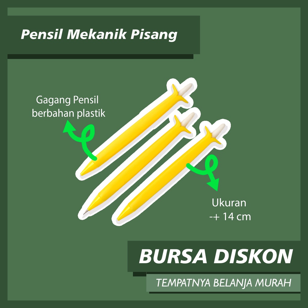 

Pensil Mekanik Pisang Pencil Peluru Bensia Isi Ulang Benzia Banana