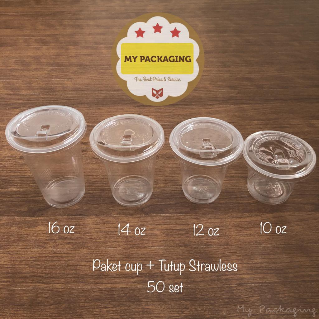 Strawless Lid untuk minuman Cheese Tea / kopi  (harga 50pcs) / Tutup Gelas Plastik OZ