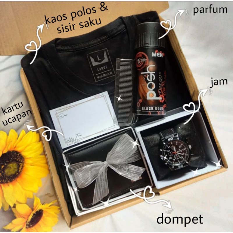 Exp Lama (COD) Hampers kado ulang tahun cowok / Hampers black edition / kado anniversary gift box