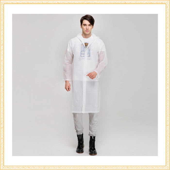 White Raincoat Poncho Jas Hujan Portable with Hood 369 Grab Medan