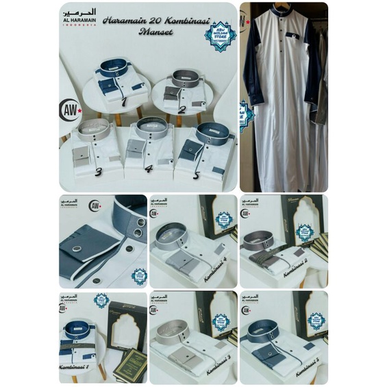 GAMIS/JUBAH AL HARAMAIN KOMBINASI 20 MANSET Kancing Haramain