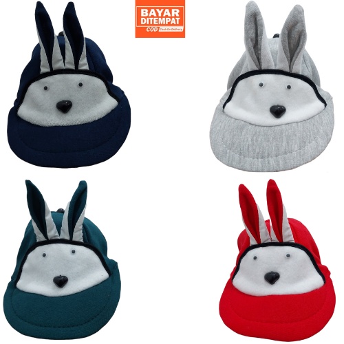 Topi Anak Karakter Kelinci Laki Perempuan Usia 1-3 Tahun Bahan Kaos Fleece Imut Lucu Kualitas Premium