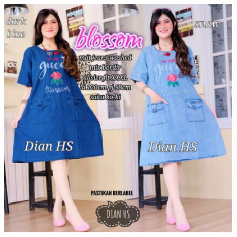 Blossom dress jeans jumbo aplikasi bordir