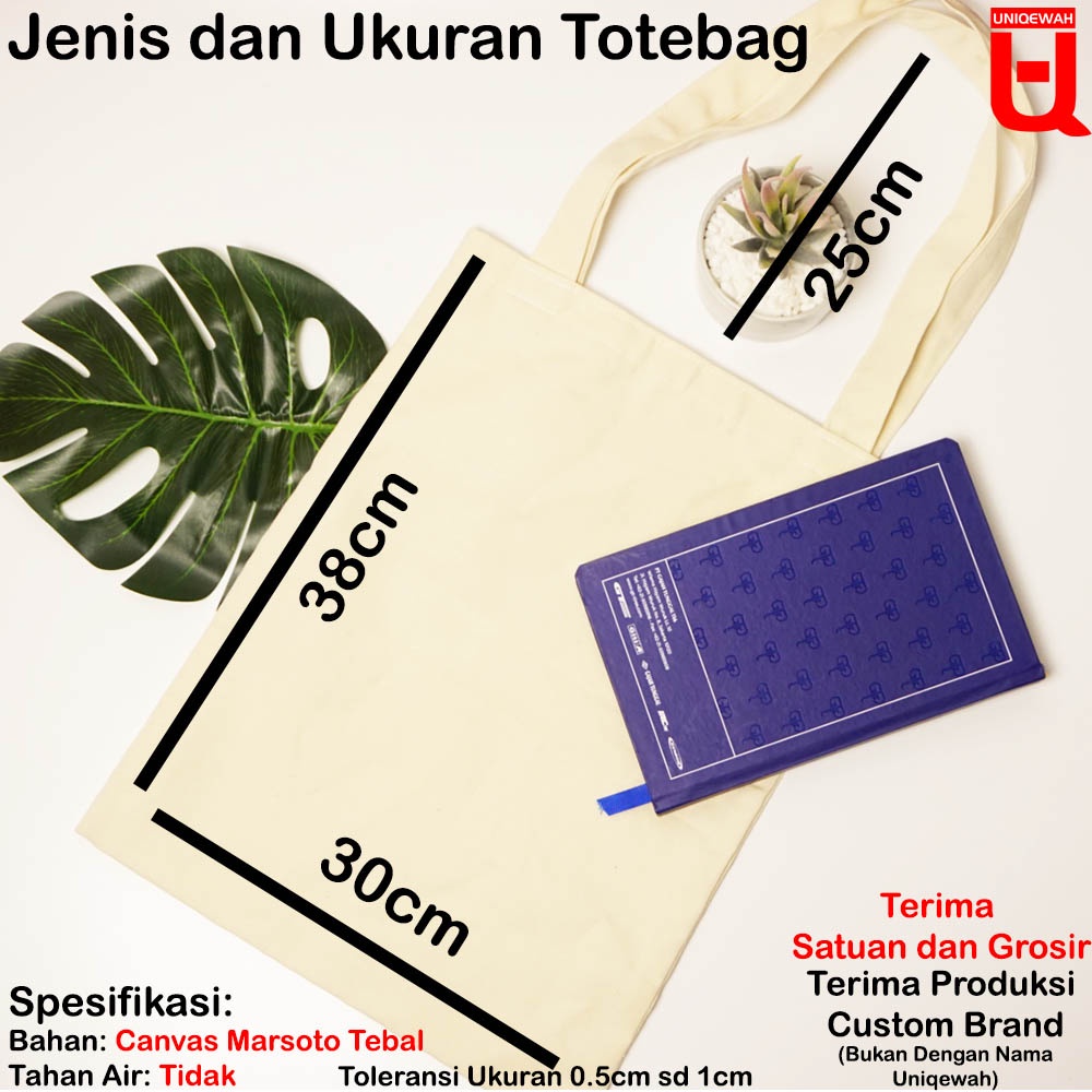 Sablon Totebag / Custom Totebag Kanvas Premium Sehari Jadi (Full Color)