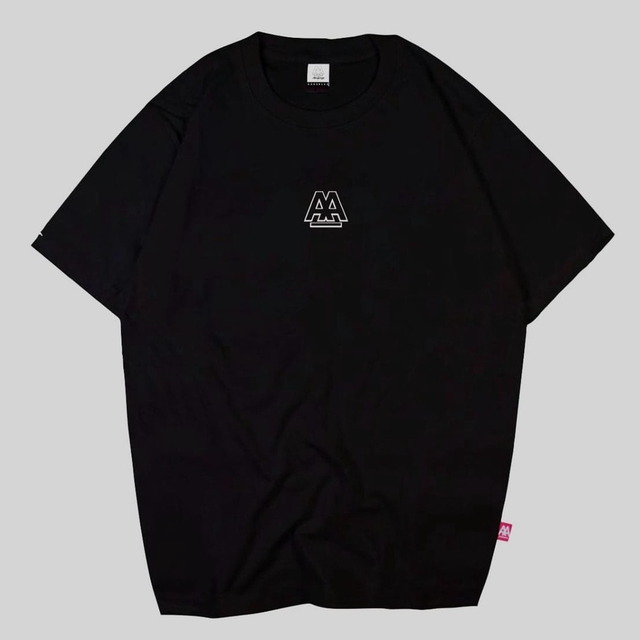 T-SHIRT KAOS DISTRO SIMPLE PRINT LOGO AA ORIGINAL ALIVE ANGEL BLACK COTTON 30S / PRIA ORIGINAL DISTR