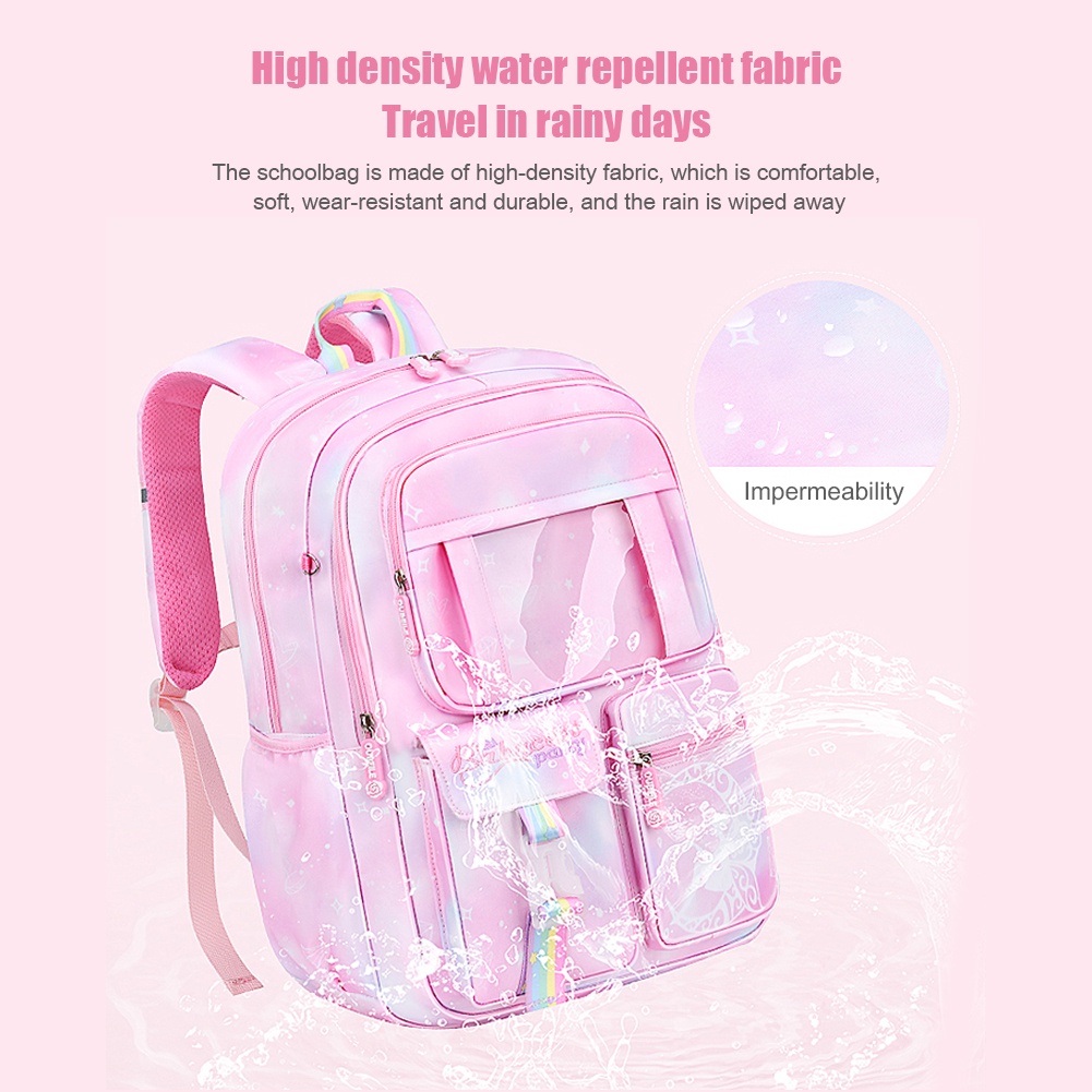Tas sekolah sekolah dasar baru kulkas samping bukaan ringan tas sekolah berkapasitas besar untuk mengurangi beban tas sekolah anak perempuan impian tas ransel anak cocok untuk kelas 1-6-5